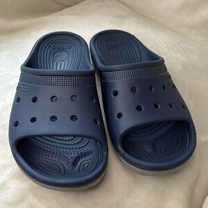 Crocs Navy Blue Unisex Slip On Sandals Slides Men’s 9 Women’s 11